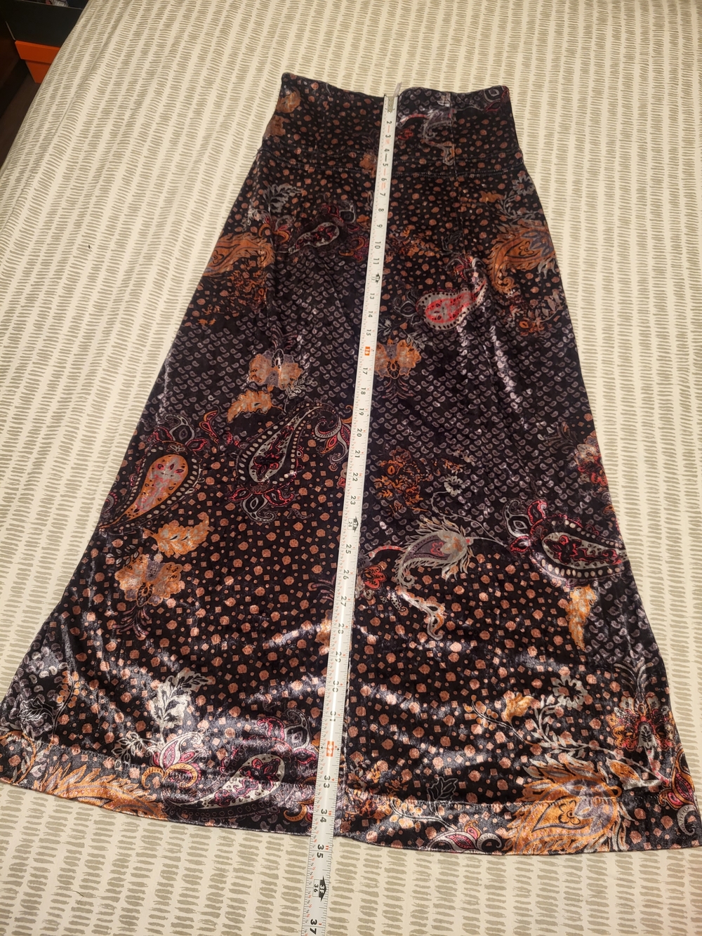 Free People Black Paisley Velvet Maxi Skirt - Women